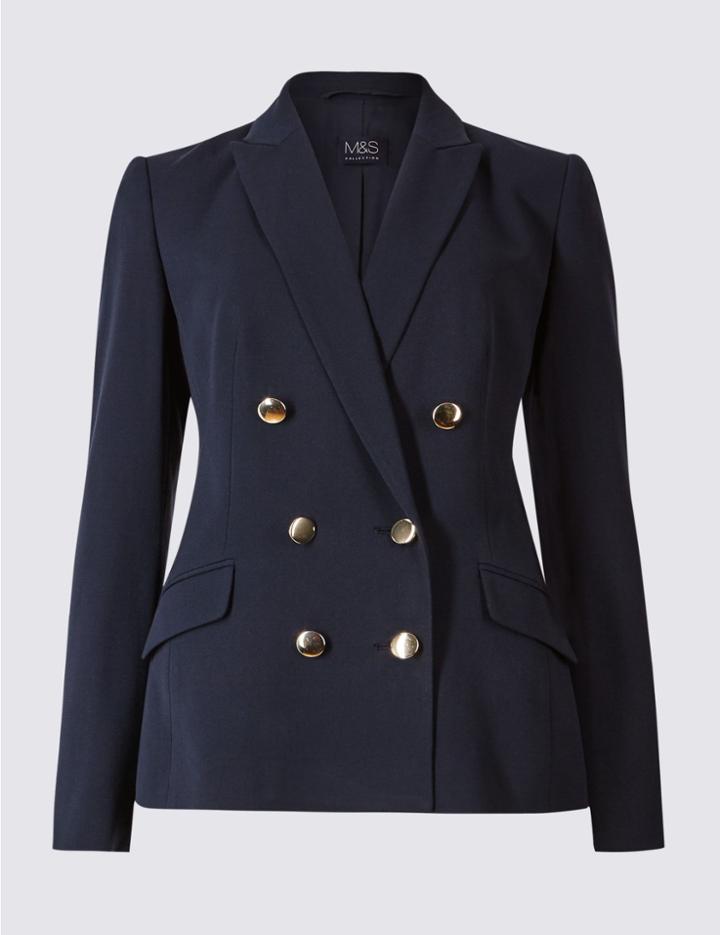 Marks & Spencer Gold Button Jacket Navy Mix
