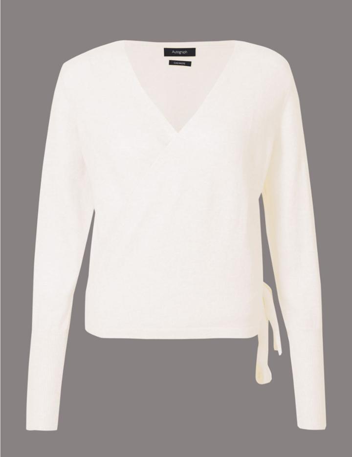 Marks & Spencer Pure Cashmere Ballet Wrap Cardigan Cream