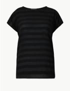 Marks & Spencer Striped Jersey Short Sleeve T-shirt Black