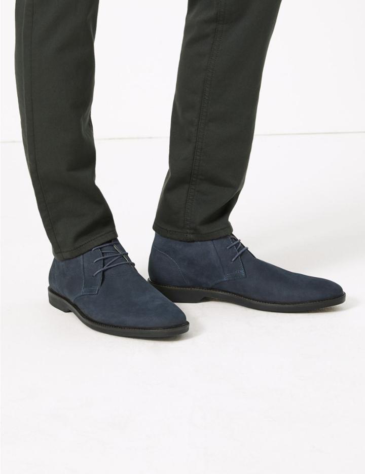 Marks & Spencer Leather Lace Up Chukka Boots Navy