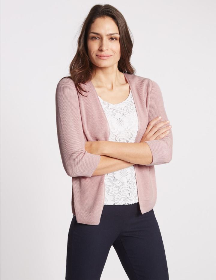 Marks & Spencer Floral Lace Front Jumper Pink Mix