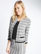 Marks & Spencer Striped Fringe Jacket Black Mix