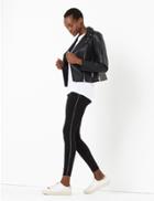 Marks & Spencer Metallic Striped High Waist Leggings Black Mix