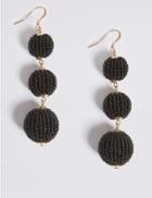 Marks & Spencer Beaded Ball Drop Earrings Black Mix