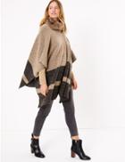 Marks & Spencer Faux Fur Collar Colour Block Poncho Natural