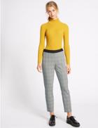 Marks & Spencer Checked Slim Leg Trousers Grey Mix