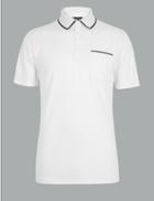 Marks & Spencer Supima Cotton Contrast Tipping Polo White