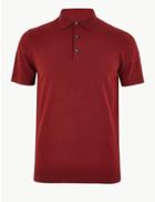 Marks & Spencer Cotton Rich Knitted Polo Brick