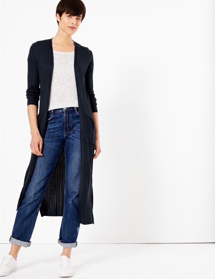 Marks & Spencer Ribbed Midi Cardigan