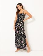 Marks & Spencer Floral Print Beach Maxi Dress Black Mix