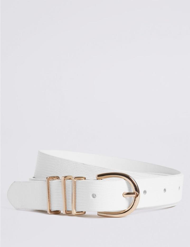 Marks & Spencer Faux Leather Metal Keeper Hip Belt White