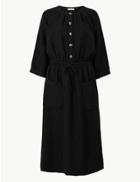 Marks & Spencer 3/4 Sleeve Waisted Midi Dress Dark Almond