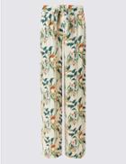 Marks & Spencer Printed Hammered Wide Leg Trousers Ivory Mix