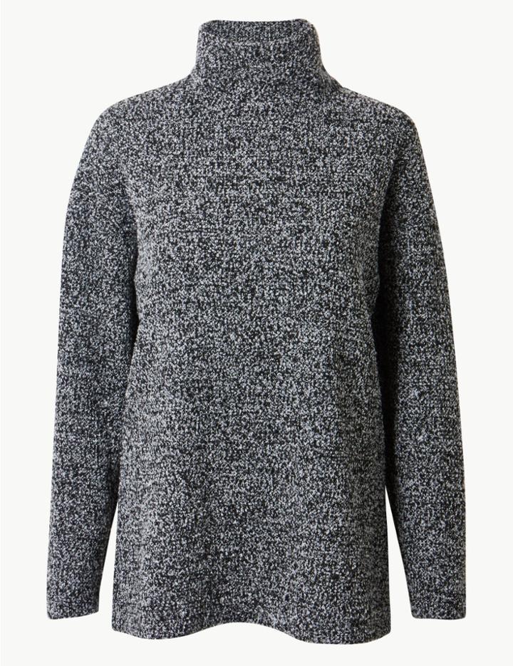 Marks & Spencer Textured High Neck Jumper Neutral