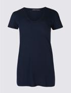 Marks & Spencer Pure Cotton V-neck Short Sleeve T-shirt Navy