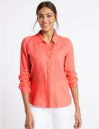 Marks & Spencer Pure Linen Long Sleeve Shirt Watermelon