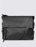 Marks & Spencer Faux Leather Grainy Messenger Bag Black
