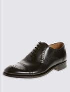 Marks & Spencer Extra Wide Fit Leather Brogue Shoes Black/black