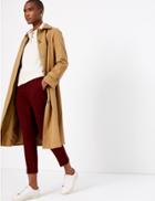 Marks & Spencer Straight Leg High Rise Cropped Trousers Redwood