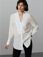 Marks & Spencer Notch Neck Long Sleeve Blouse Soft White