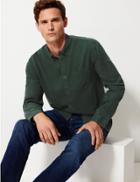 Marks & Spencer Soft Touch Shirt With Pocket Dark Green