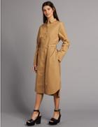 Marks & Spencer Pure Cotton Belted Long Sleeve Shirt Dress Stone