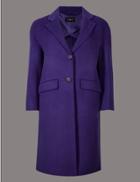 Marks & Spencer Wool Blend Single Breasted Coat Ultraviolet