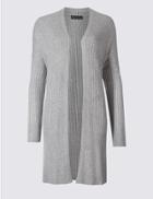 Marks & Spencer Open Front Long Sleeve Cardigan Grey Marl