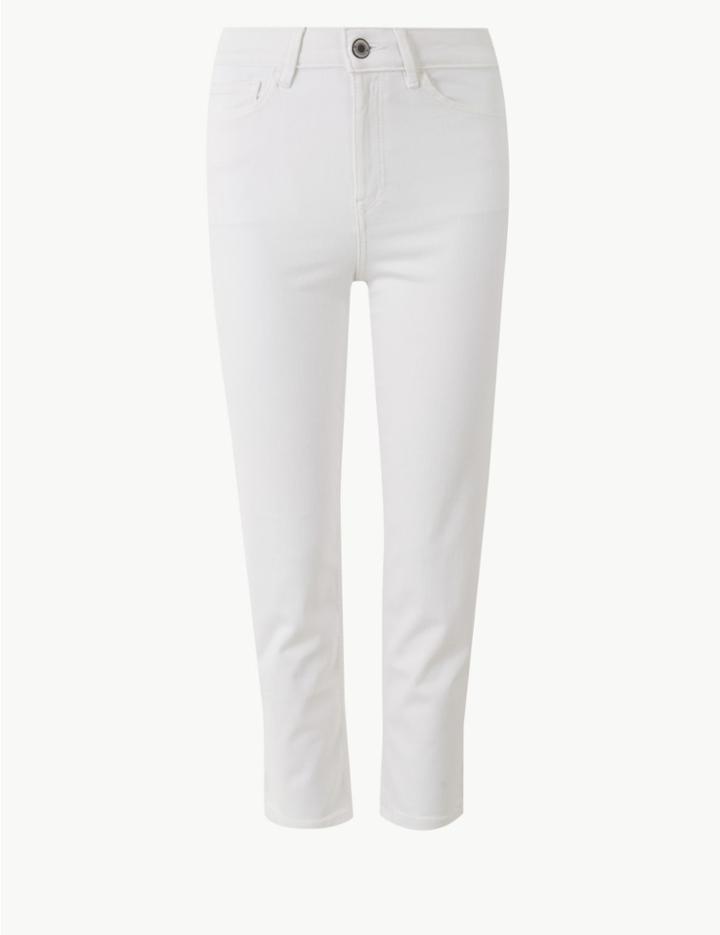 Marks & Spencer Roma Rise Straight Leg Cropped Jeans Soft White