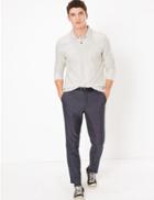Marks & Spencer Cotton Long Sleeve Polo Shirt Ecru
