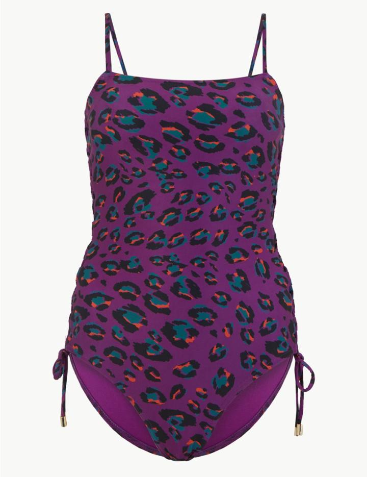 Marks & Spencer Secret Slimming&trade; Animal Print Bandeau Swimsuit Purple Mix