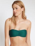 Marks & Spencer Textured Bandeau Bikini Top Forest Green