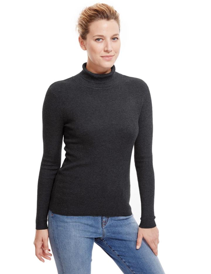 Marks & Spencer Ribbed Polo Neck Jumper Charcoal