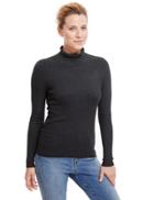 Marks & Spencer Ribbed Polo Neck Jumper Charcoal