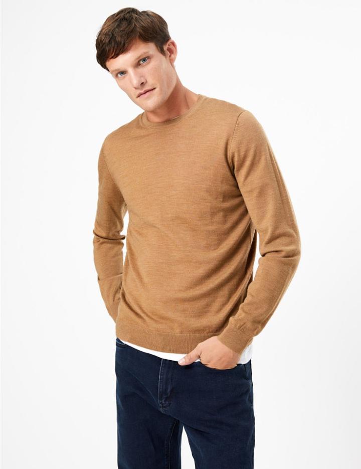 Marks & Spencer Merino Wool Crew Neck Jumper Camel