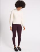 Marks & Spencer Cotton Rich Embroidered Leggings Dark Claret