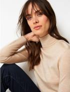 Marks & Spencer Pure Merino Wool Roll Neck Jumper Oatmeal