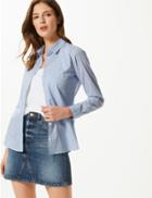 Marks & Spencer Pure Cotton Striped Long Sleeve Shirt Chambray Mix