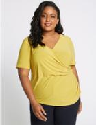 Marks & Spencer Curve Short Sleeve Wrap Top Ochre