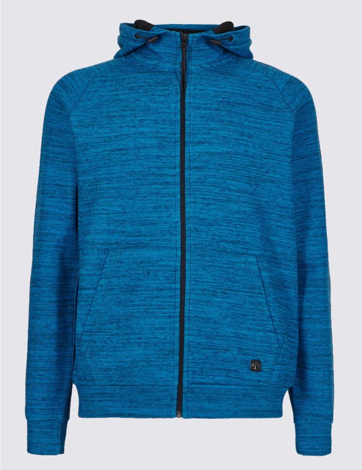 Marks & Spencer Active Cotton Rich Zip Through Hoody Blue Mix