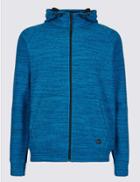 Marks & Spencer Active Cotton Rich Zip Through Hoody Blue Mix