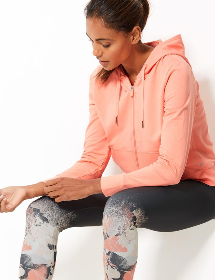 Marks & Spencer Cotton Rich Long Sleeve Sweatshirt Light Tangerine