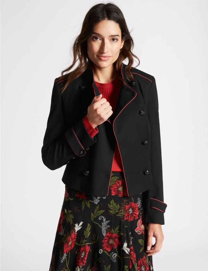 Marks & Spencer Contrast Piped Jacket Black