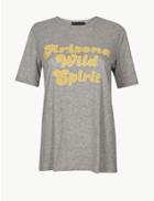 Marks & Spencer Pure Cotton Printed Short Sleeve T-shirt Grey Mix