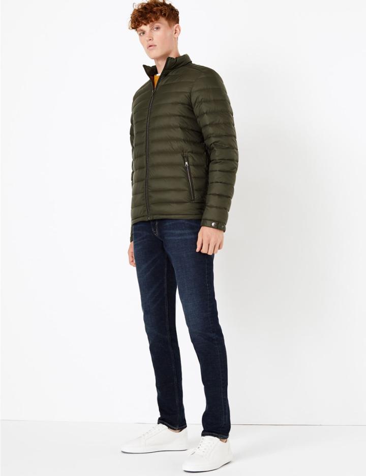 Marks & Spencer Down & Feather Puffer Jacket With Stormwear&trade; Dark Khaki
