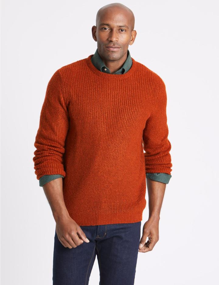 Marks & Spencer Supersoft Ribbed Jumper Dark Orange