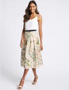 Marks & Spencer Floral Print Full Midi Skirt Ivory Mix