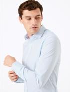 Marks & Spencer Slim Fit Striped Stretch Shirt Blue Mix