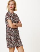 Marks & Spencer Pure Cotton Animal Print T-shirt Dress Ivory Mix