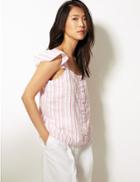 Marks & Spencer Pure Linen Striped Short Sleeve Camisole Top Pink Mix